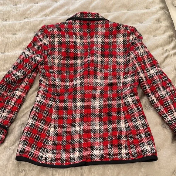Veronica Beard Red Plaid Double-Breasted Jacket - Picture 5 of 5